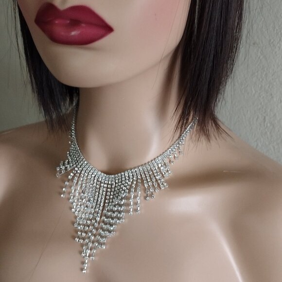 Luxury Rhinestone Statement Necklace, Blingbling Style, Fashion Personality - Picture 1 of 5